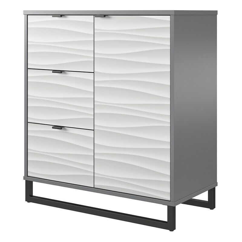 Ameriwood Home Monterey 1 Door / 3 Drawer Accent Cabinet, Faux Wave and Graphite Gray