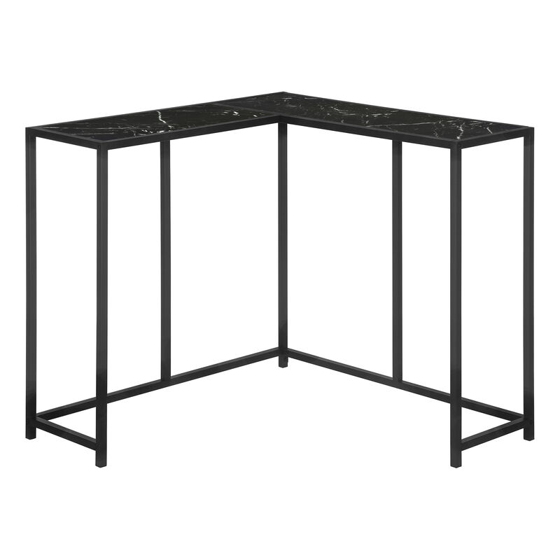 Monarch Specialties I 2158 Accent Table, Console, Entryway, Narrow, Corner, Living Room, Bedroom, Metal, Laminate, Black Marble Look, Contemporary, Modern
