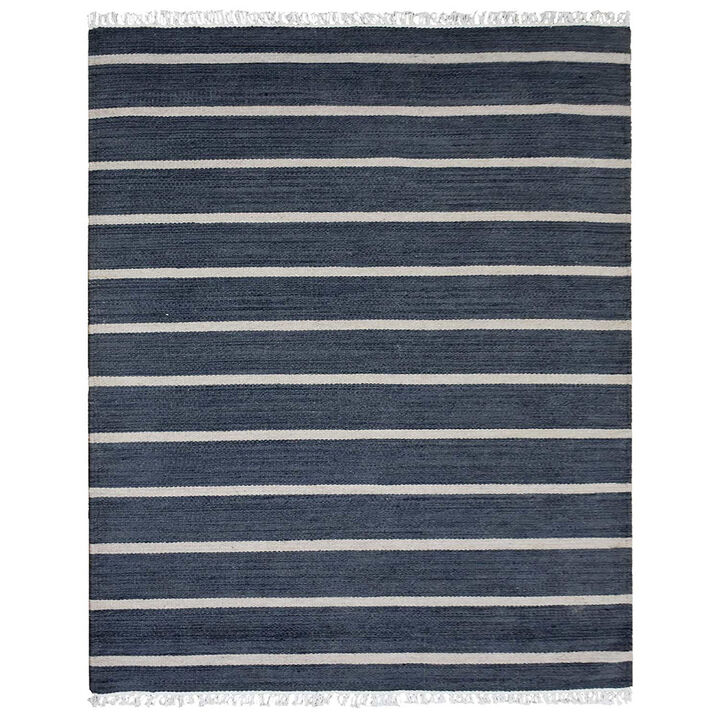 RUGSOTIC CARPETS HAND WOVEN FLAT WEAVE KILIM WOOL ECO-FRIENDLY AREA RUGS  - 4'x6', Rectangle Shape, Charcoal Cream Color, Contemporary Design, Low Pile Handmade Rugs for Living Room (D00116)