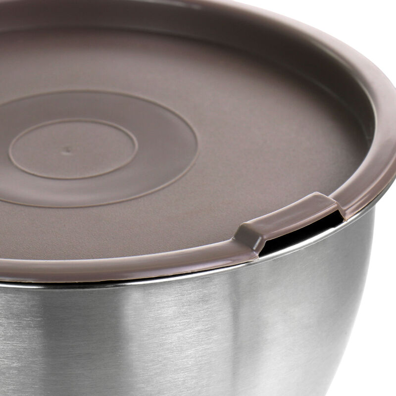 Martha Stewart 3 Piece Stainless Steel Mixing Bowl Set with Lids in Taupe