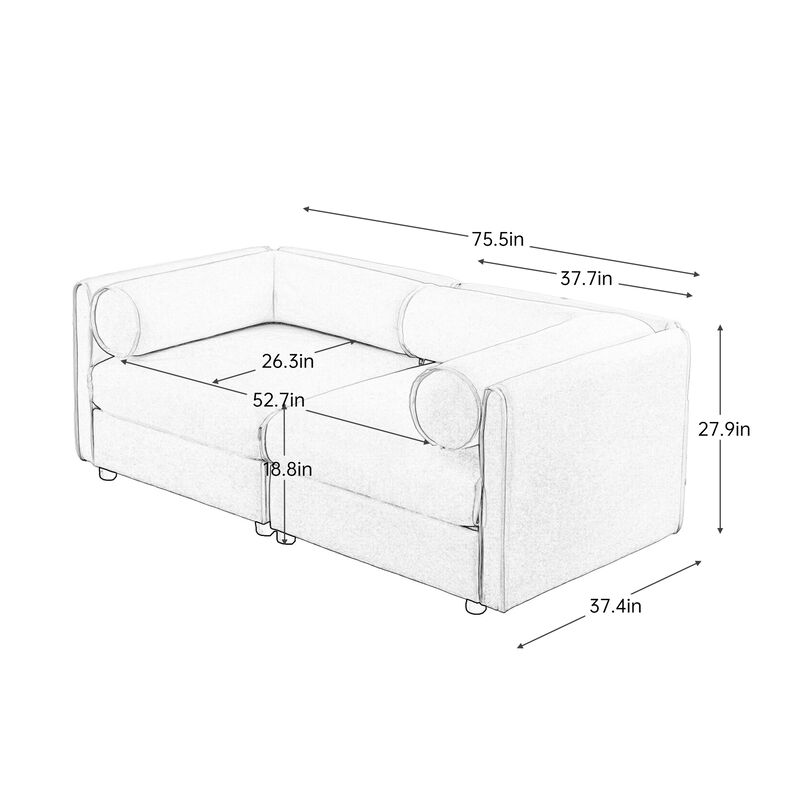Merax Chenille 2-Seater Sofa with Storage Seat