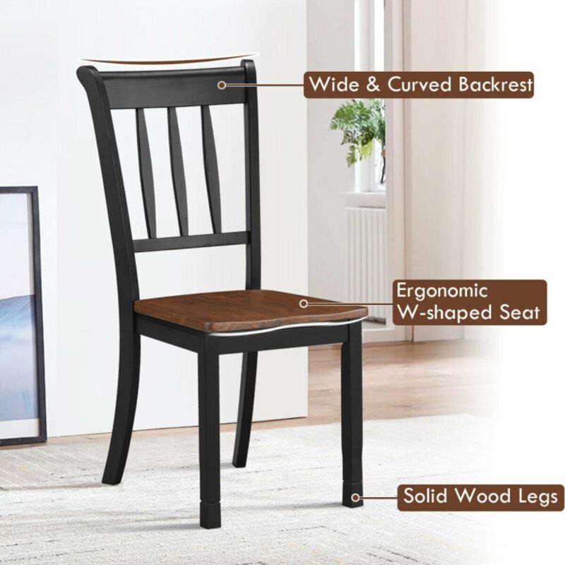 Hivvago 2 Pieces Solid Whitesburg Spindle Back Wood Dining Chairs