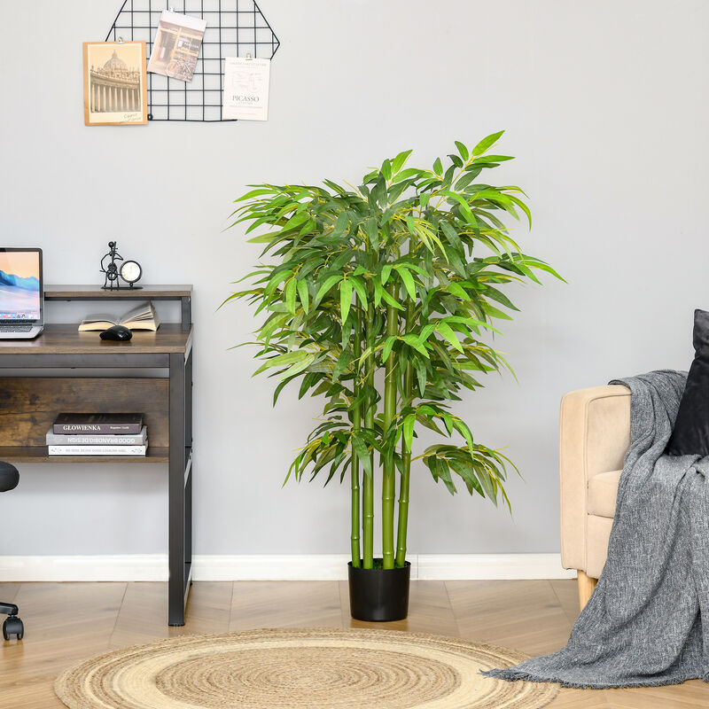 4.5' Artificial Bamboo Tree Fake Potted Decorative Plant w/ 336 Realistic Leaves