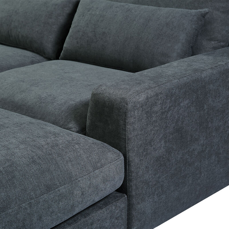 Modern Large L-Shaped Feather Filled Sectional Sofa, Convertible Sofa Couch With Reversible Chaise