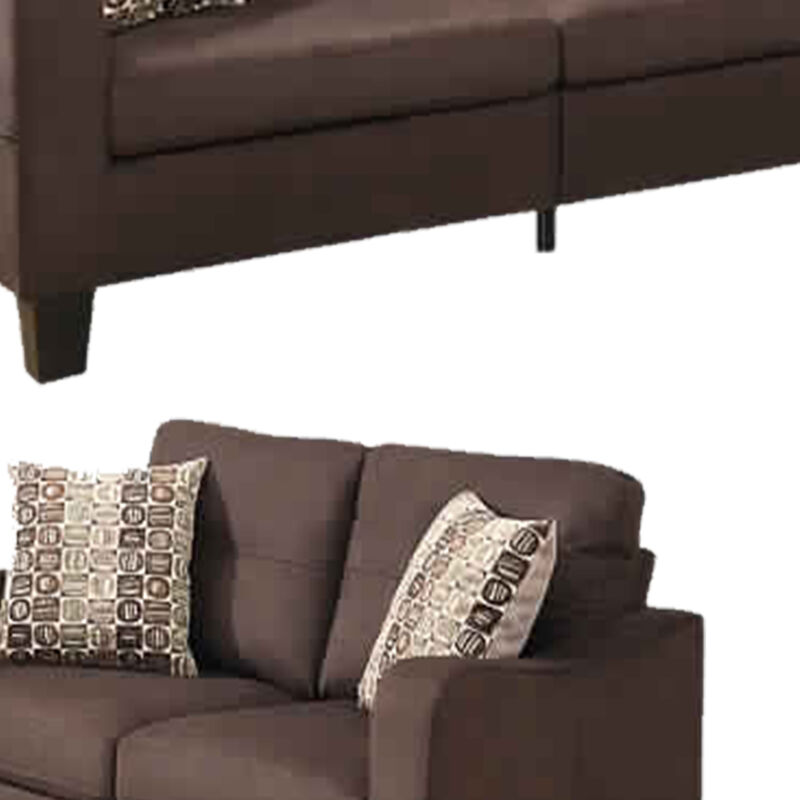 Polyfiber 2 Pieces Sofa Set With Accent Pillows Brown - Benzara
