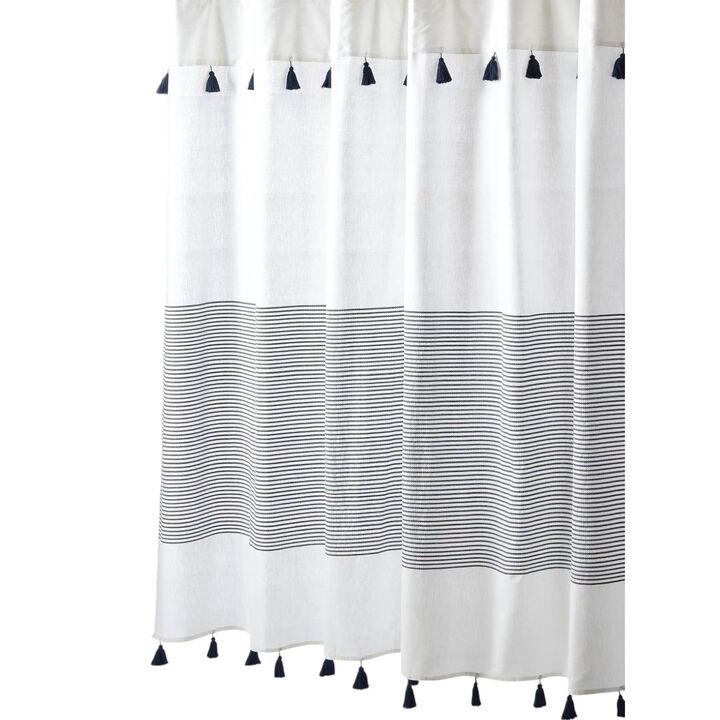 Minimalist Striped Cotton Shower Curtain – Soft, Breathable & Quick-Dry Fabric