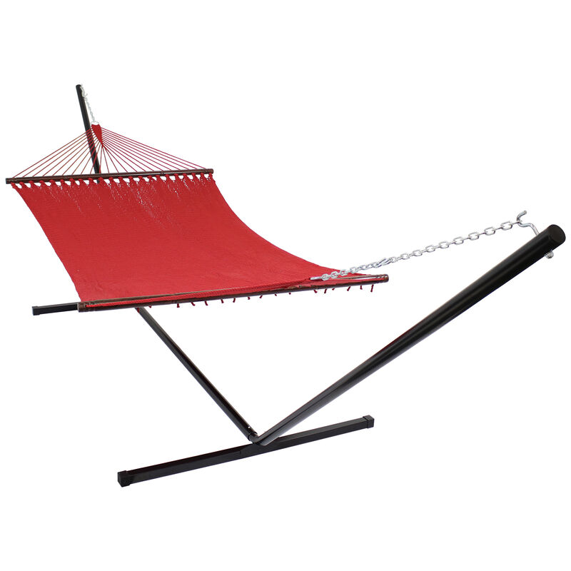 Sunnydaze 2-Person Polyester Rope Hammock with Steel Stand