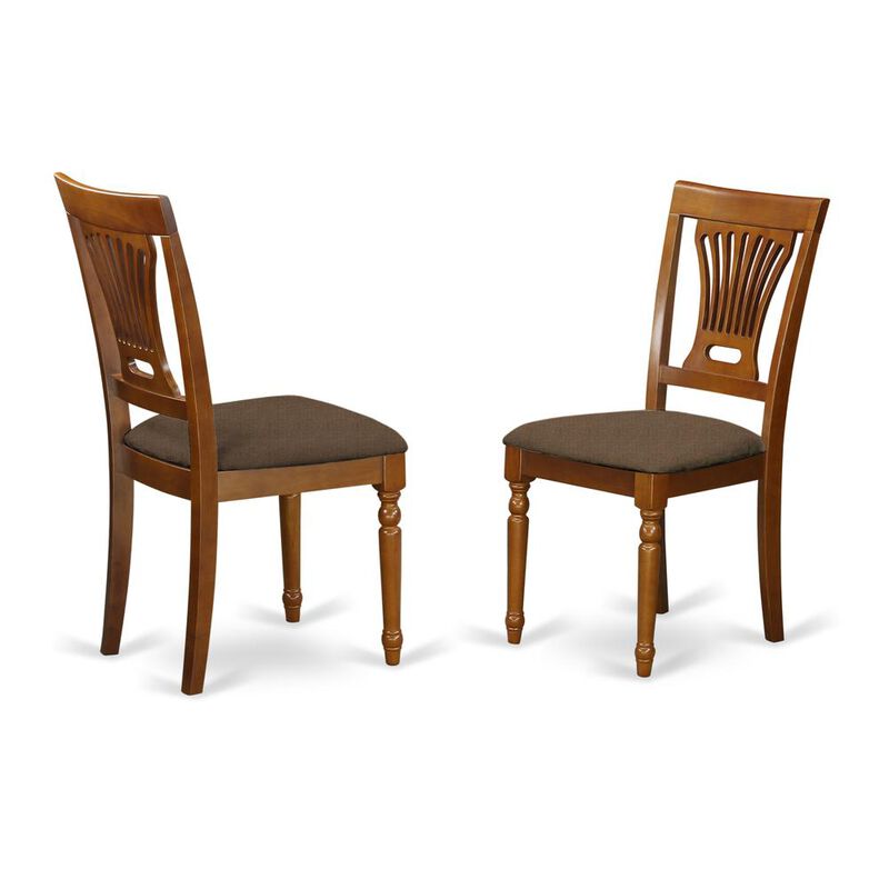 East West Furniture PVC-SBR-C Plainville Chair with Cushion Seat - Saddle Brown Finish