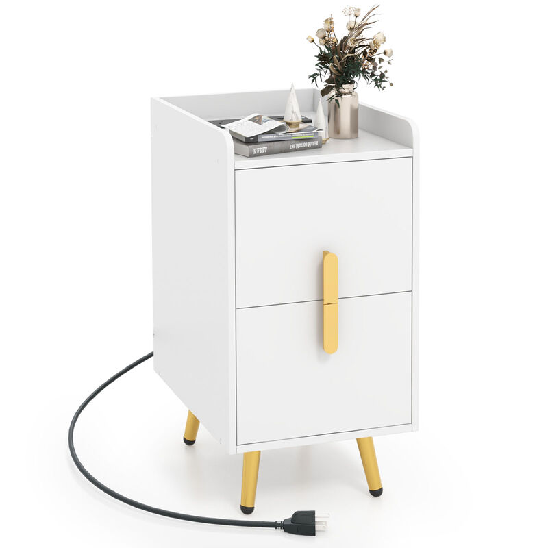 Nightstand Side Tables with 2 Drawers and 2 USB Ports