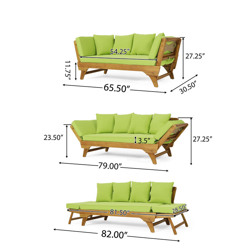 Merax Acacia Wood Patio Convertible Couch Sofa Bed
