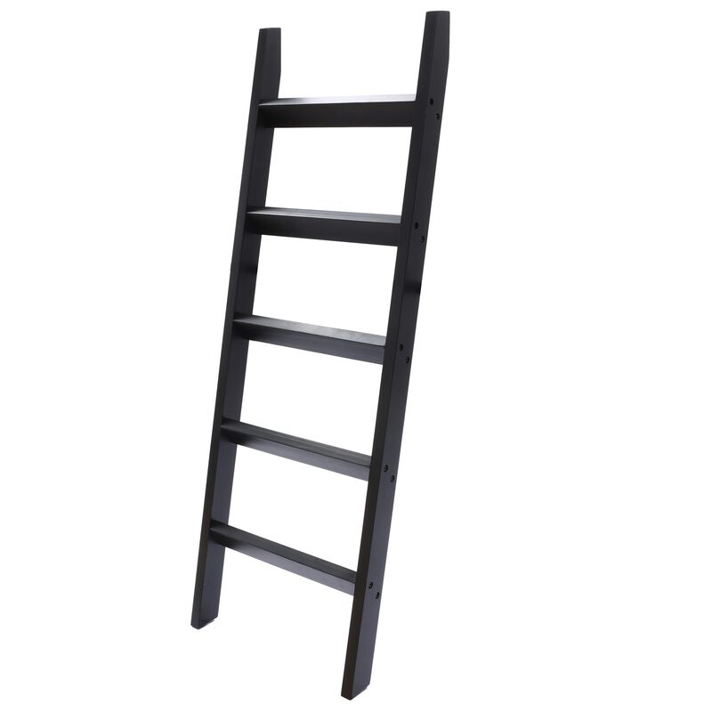 LuxenHome Black Wood 4.8ft Decorative Blanket Ladder