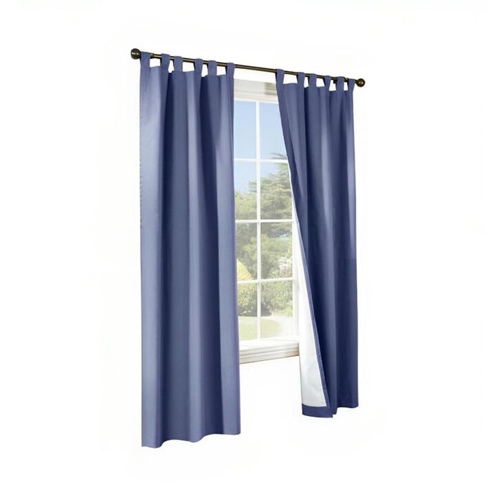 Commonwealth Thermalogic Weather Insulated Cotton Fabric Tab Panels Pair - 40"x72" - Blue