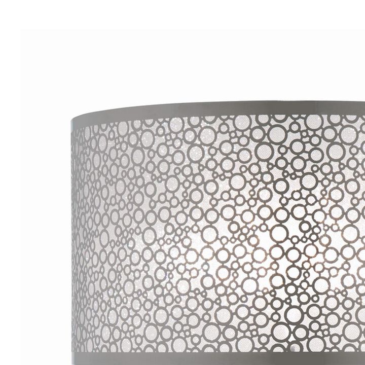 27 Inch Table Lamp with Metal and Fabric Shade, 
Sleek Chrome Finish-Benzara