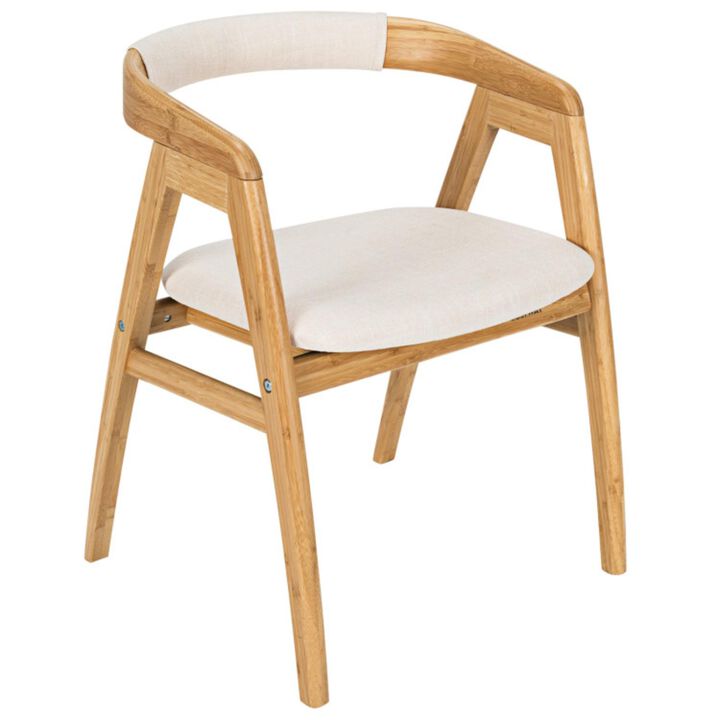 Hivvago Leisure Bamboo Dining Chair with Curved Back and Anti-slip Foot Pads-Natural