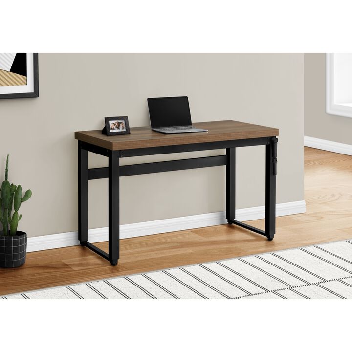 Computer Desk, Home Office, Standing, Adjustable, 48"L, Work, Laptop, Metal, Laminate, Walnut, Black, Contemporary, Modern