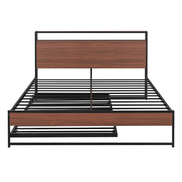 Merax Metal Platform Bed Frame with Trundle