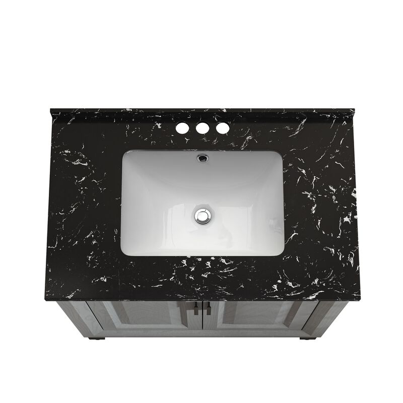 FESTIVO 30" Freestanding Vanity with Marble Top and Storage Cabinet