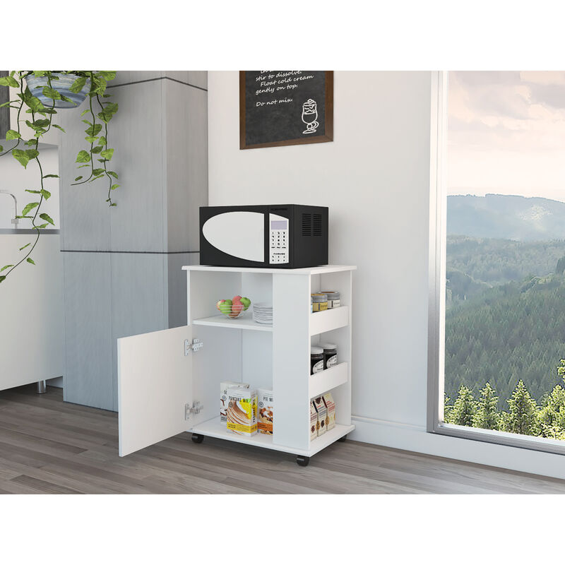 Kit Lower Microwave Cabinet, Single Door, Three Side Shelf - White