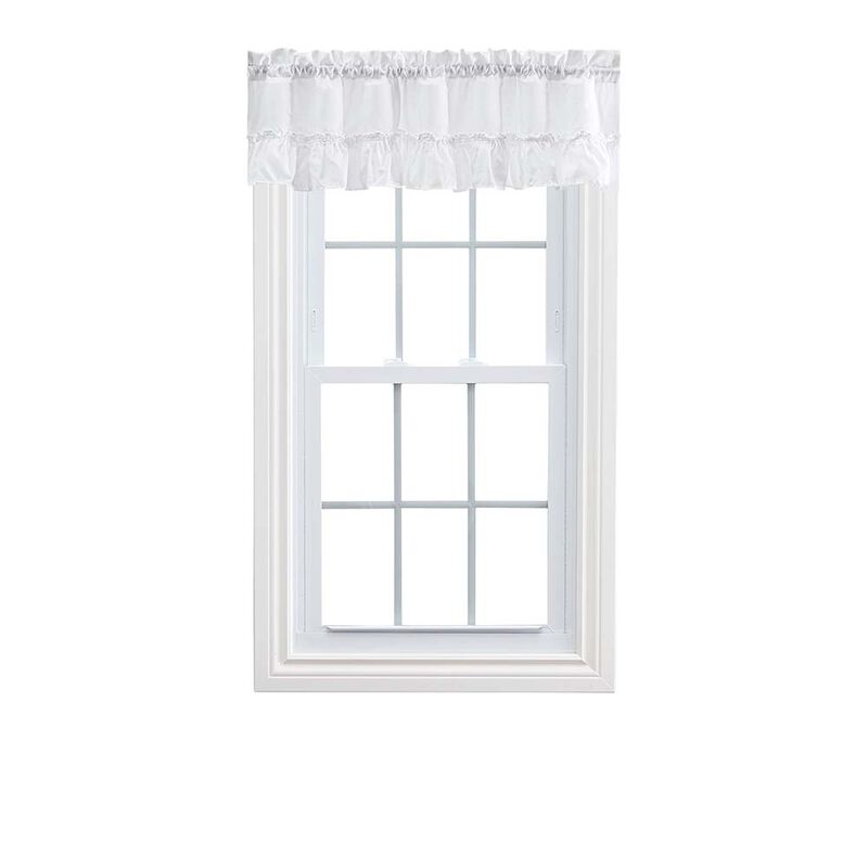 Ellis Stacey 1.5" Rod Pocket High Quality Fabric Solid Color Window Ruffled Filler Valance 54"x13" White
