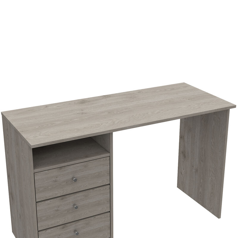 DEPOT E-SHOP Nemocon 3 Drawer Computer Desk With 1-Open Storage Shelf, Light Gray