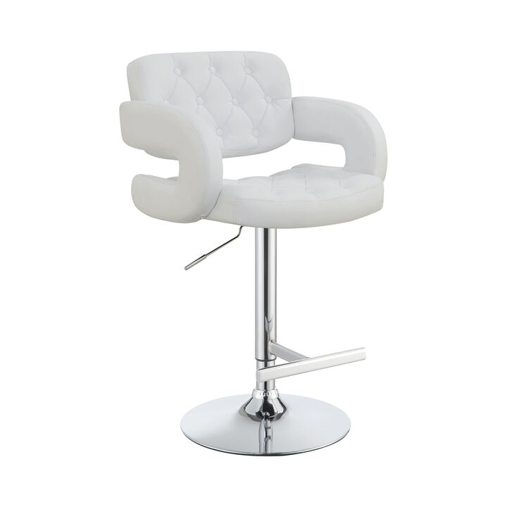 Modern Style Adjustable Height Bar Stool, White-Benzara