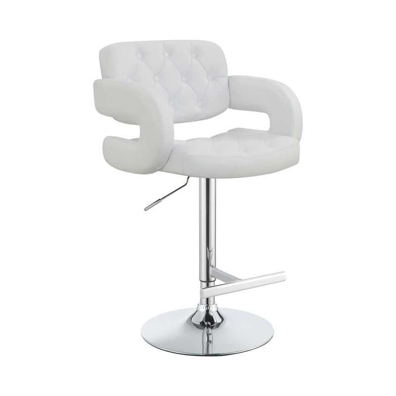 Modern Style Adjustable Height Bar Stool, White-Benzara