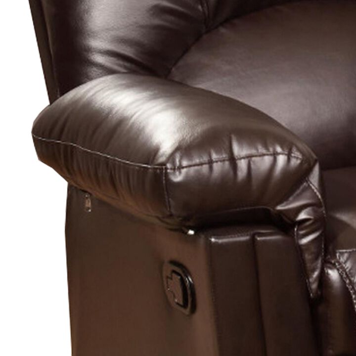 Bonded Leather Rocker/Recliner, Brown-Benzara