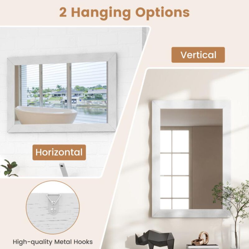 Hivvago 41.5 x 28 inches Farmhouse Wall Mirror with Solid Wood Frame