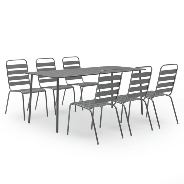 vidaXL 7 Piece Garden Dining Set Steel Dark Gray