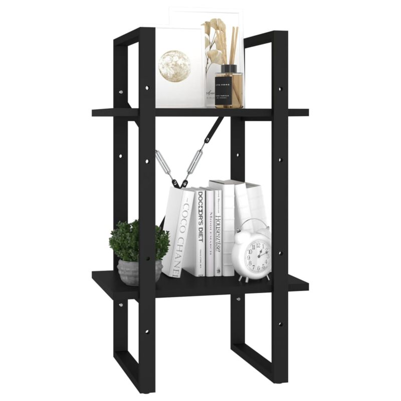 vidaXL 2-Tier Book Cabinet Black 15.7"x11.8"x27.6" Chipboard