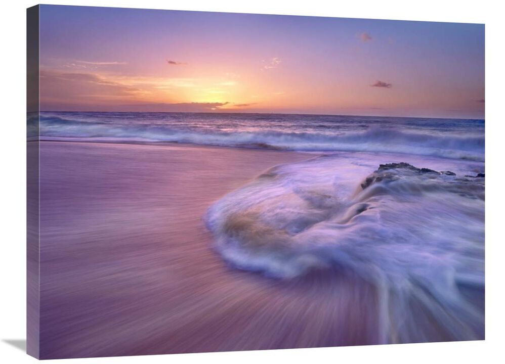Sandy beach at sunset, Oahu, Hawaii-Canvas Art-32x24