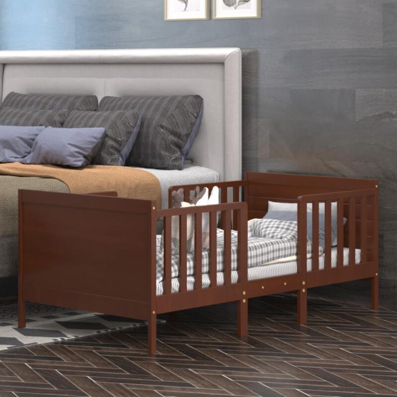 Hivvago 2-in-1 Convertible Toddler Bed with Guardrails