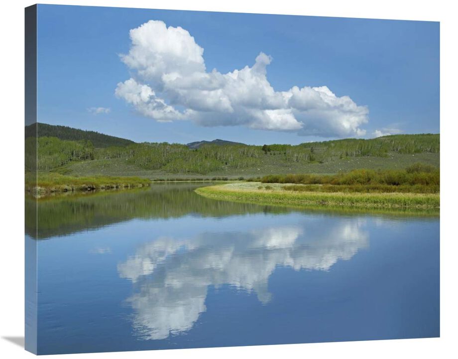 Cumulus clouds over Green River, Bridger-Teton National Forest, Wyoming-Canvas Art-30x24.9
