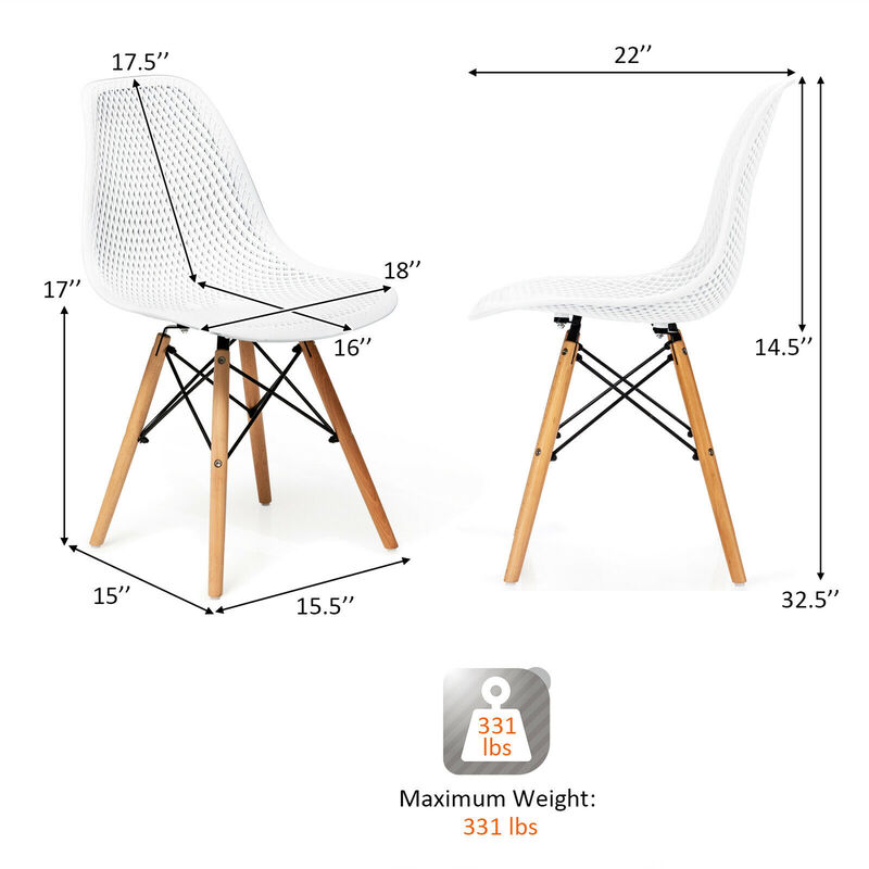 Costway 2PCS Modern DSW Dining Chair Office Home w/ Mesh Design Wooden Legs Black