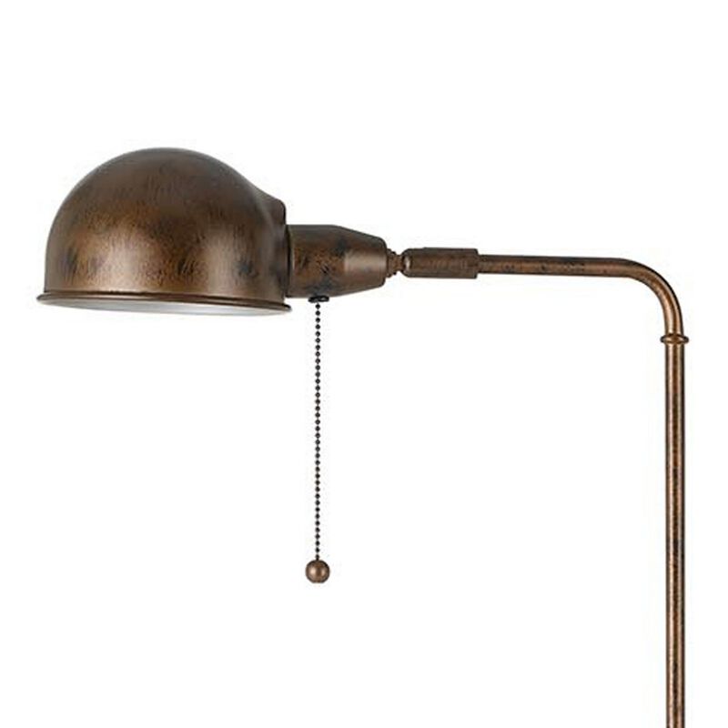 Adjustable Height Metal Pharmacy Lamp with Pull Chain Switch, Bronze-Benzara