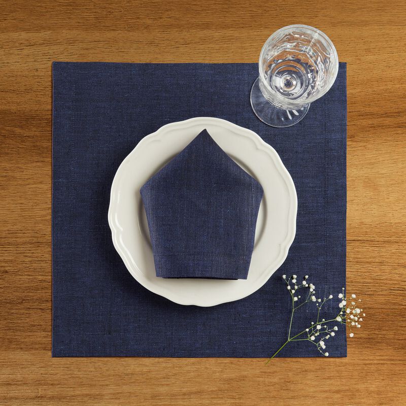 Solino Home 100% Pure Linen 14 x 14 Inch Square Placemats Set of 4 | Athena