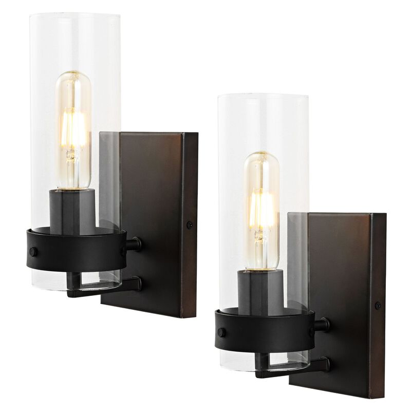 Harper Coastal Minimalist Iron/Glass LED Sconce (Set of 2)
