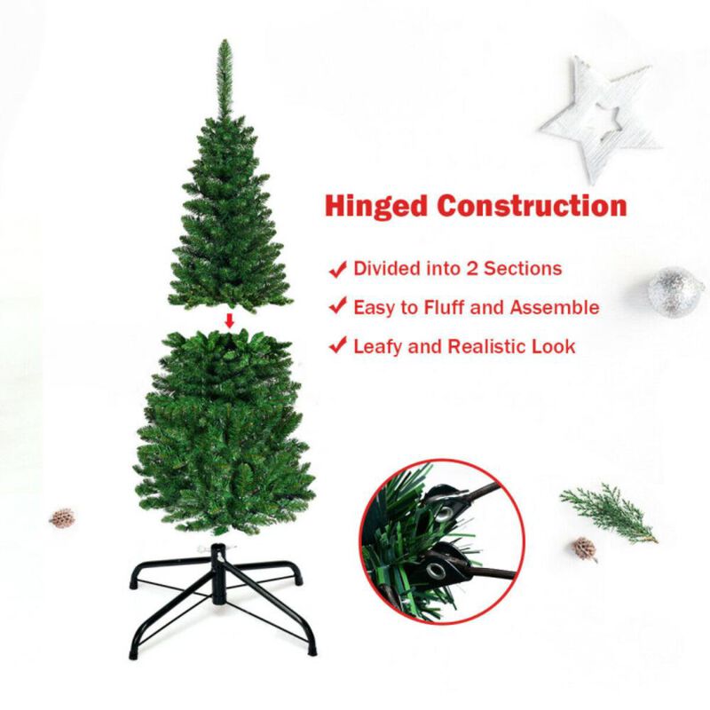Hivvago 4.5/6.5/7.5 Feet Prelit Pencil Christmas Tree with 250 LED Lights