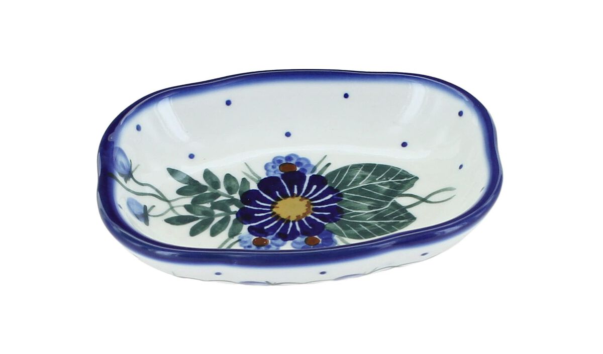 Blue Rose Polish Pottery Soap Dish