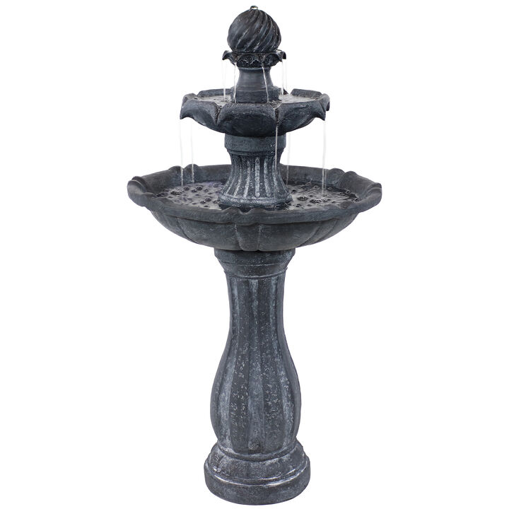 Sunnydaze Arcade Resin Outdoor 2-Tier Solar Fountain with Battery