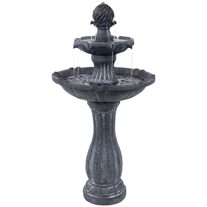 Sunnydaze Arcade Resin Outdoor 2-Tier Solar Fountain with Battery