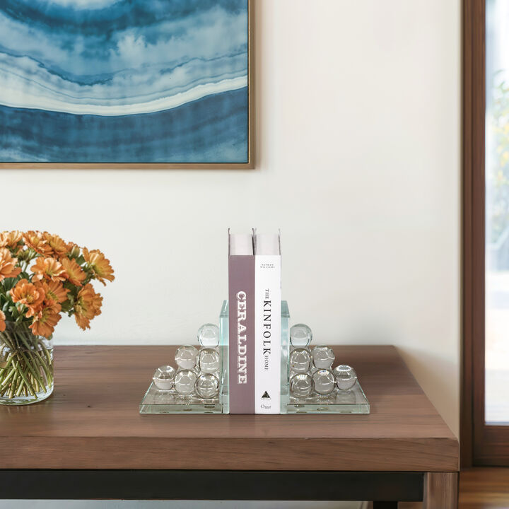 Clear Orb Glass Bookends