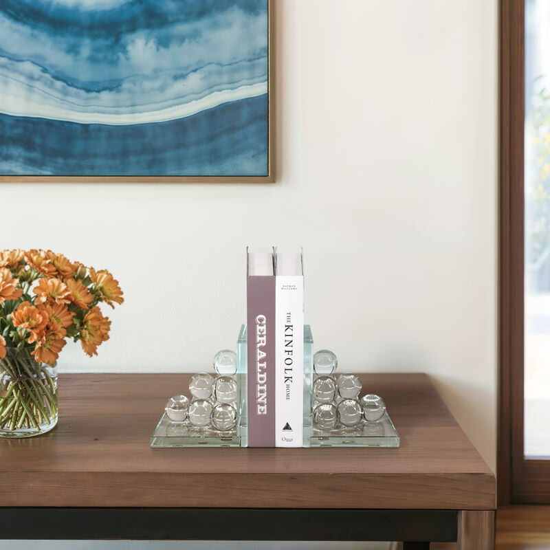 Clear Orb Glass Bookends