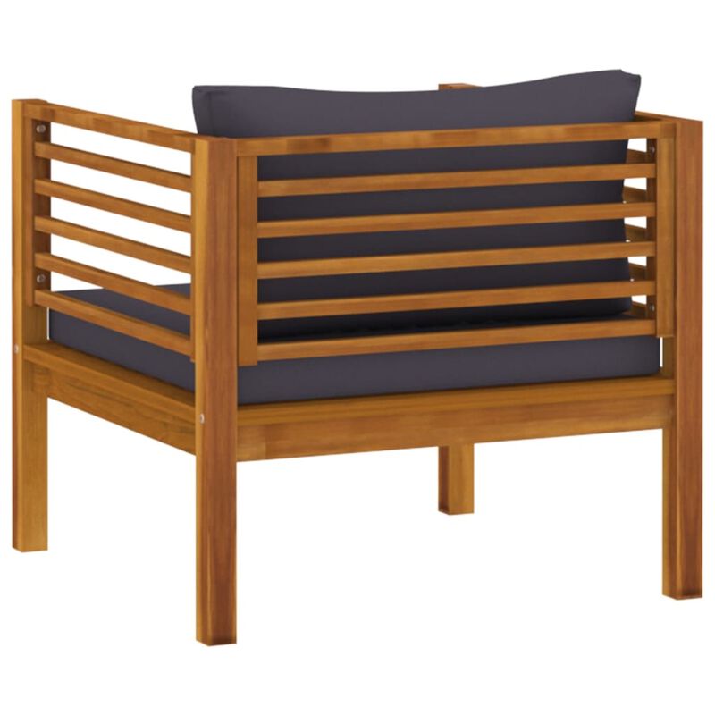 vidaXL Patio Chair with Dark Gray Cushions Solid Acacia Wood