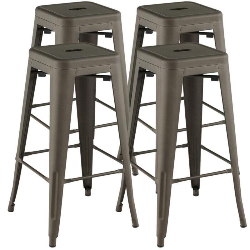 Hivvago 30 Inch Bar Stools Set of 4 with Square Seat and Handling Hole