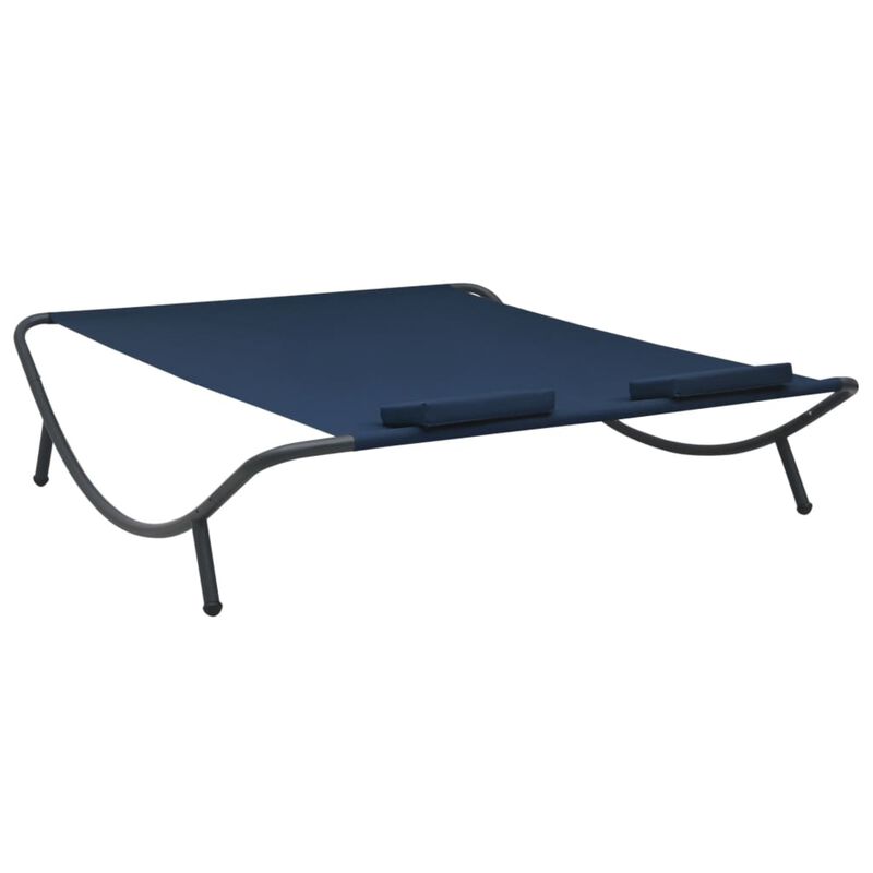vidaXL Outdoor Patio Lounge Bed in Blue - Weather-Resistant Fabric and Powder-Coated Steel Frame - Scandinavian Style, Easy Maintenance
