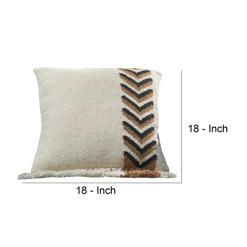Veria Pillow Cover with Herringbone Design The Urban Port, Multicolor-Benzara
