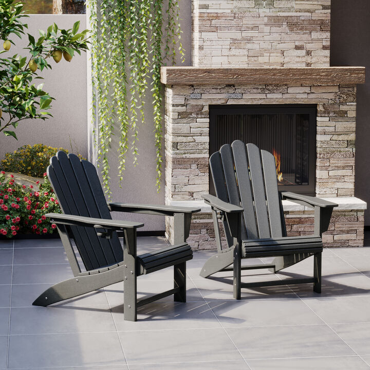 WestinTrends Outdoor Patio HDPE Adirondack Chairs With Cup Holders (Set of 2)