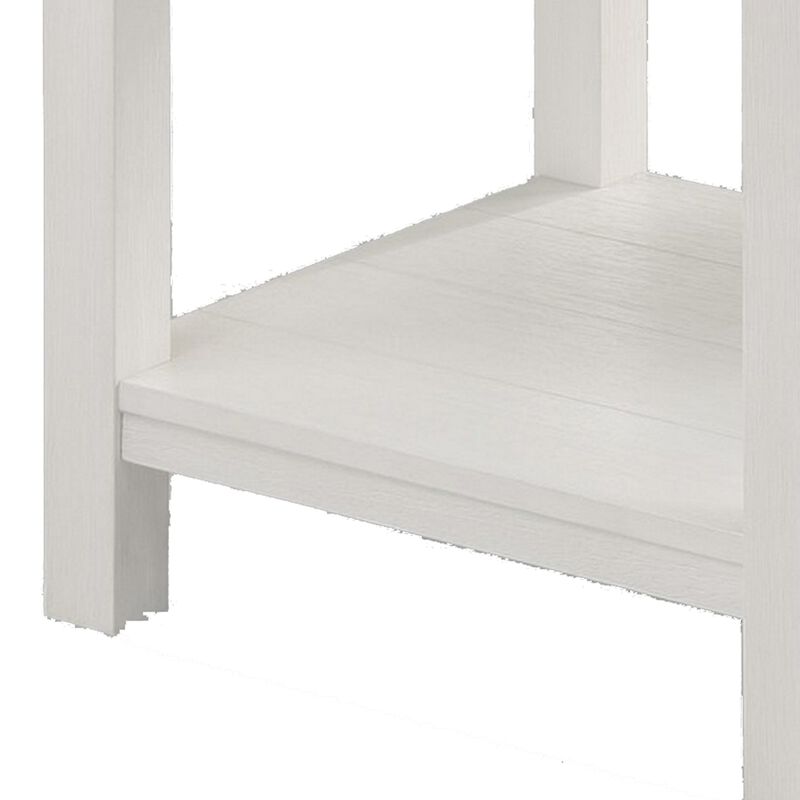 Mon 24 Inch Square End Table, Open Bottom Shelf, Brown Top, White Frame-Benzara