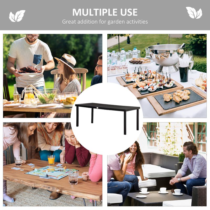 Black Alfresco Dining: 8-Person Rectangular Pedestal Table